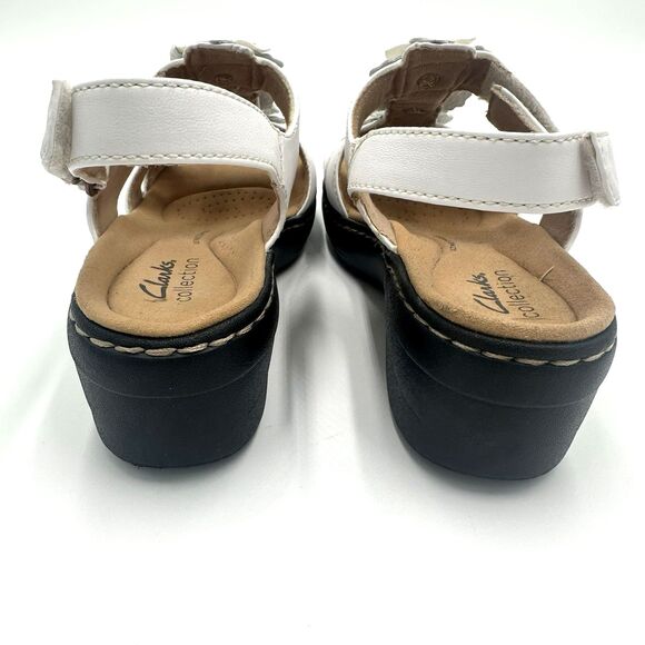 CLARKS Merliah Sheryl Leather White Flower Womens 6 Slingback Sandals Shoes - Picture 8 of 15